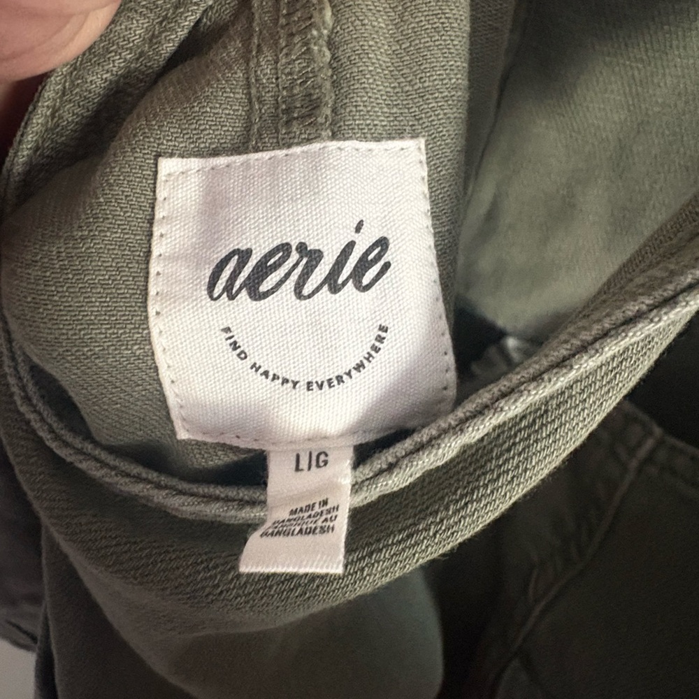 Aerie Olive Green Cotton Overalls Size L - Picture 11 of 16